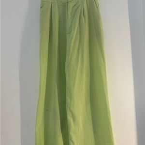 Stradivarius Light Green Trousers 100% Linen